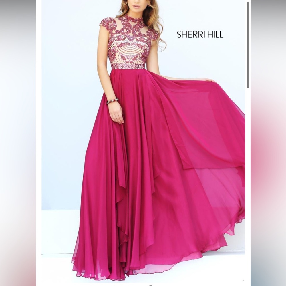 Sherri Hill Ruby Beaded Bodice Gown